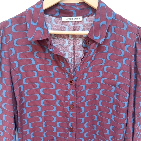 Reformation Retro Print Hugh Shirt Dress - Picture 9 of 16